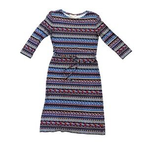 Emilio Pucci Firenze Vintage Geometric Print Rayon Midi Dress Blue Brown Size 8